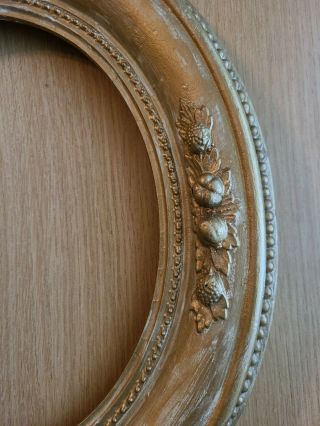 Vintage Antique Gold Gilt Gesso Wood Ornate Oval Picture Frame 12 