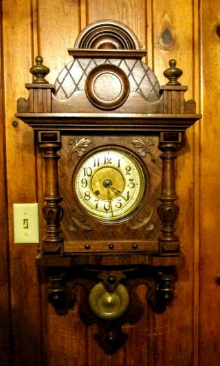 Antique Gustav Becker Swinger Wall Clock 1900s 2/2 Medallion Movement