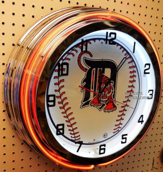 19 " Detroit Tigers Sign Double Neon Clock
