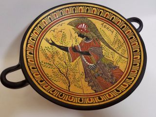 Athena Greek Goddess Rare Hellenic Ancient Art Pottery Tray Kylix