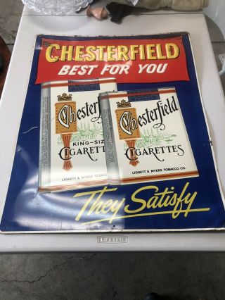 Vintage Chesterfield Cigarettes 24 X 30 Tin Sign - Best For You Satisfy