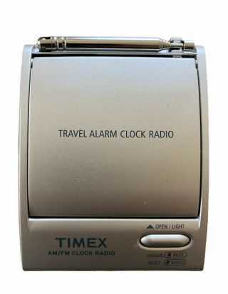 Timex Alarm Clock Am Fm Radio Flip Top Travel Portable Led Model T315s