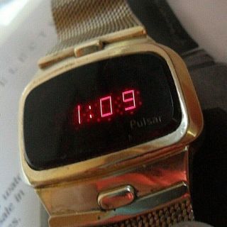 All Vintage 1975 Pulsar 14k Gold Filled Digital Led Watch Lites Up Runs