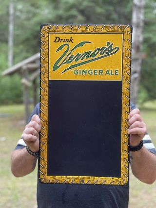 Vintage 1949 Vernors Soda Pop Chalkboard Menu Advertising Sign.