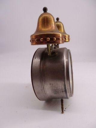 Antique German Double Bell Brass Alarm Clock Victorian 1890s Vintage Old Retro 3
