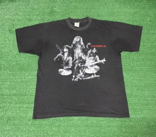 Vintage 90s Led Zeppelin Band T Shirt Size Xl Embroidered Wonderland Rare