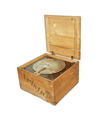1870s Ariston Paper Disc Organette In Crate W/paul Erlich Stamp