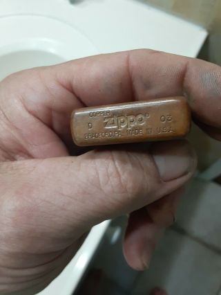 Zippo 2003 D Solid Copper Lighter Marked W/ insert 3