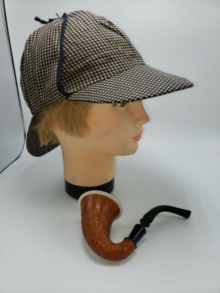 Vintage Calabash Gourd Sherlock Holmes Estate Pipe W/ Hat
