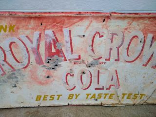 Vintage Drink Royal Crown Cola Best By Taste Test Metal Sign 54x18 3