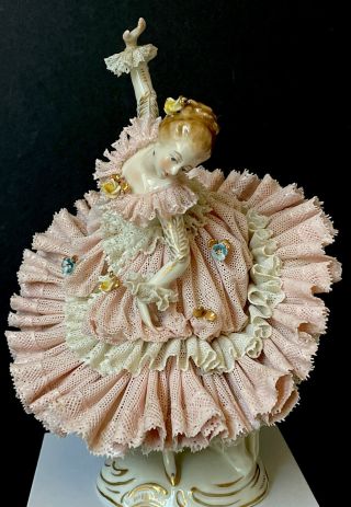 Germany Porcelain Sitzendorf (?) Dresden Lace Ballerina Figurine Numbered 1791