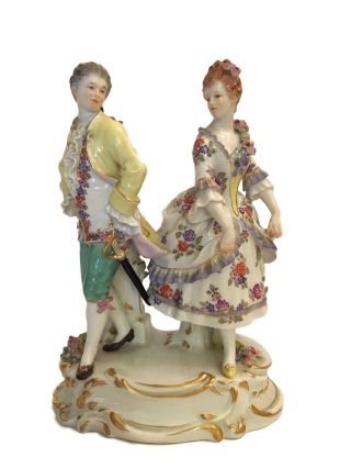 Rare Antique Meissen Porcelain Group Of Couple