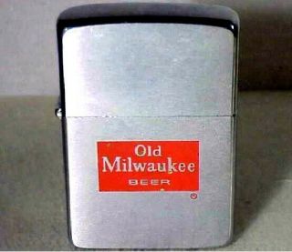 Vtg 1960 Zippo 2517191 Pocket Lighter – Old Milwaukee Beer Ad/logo