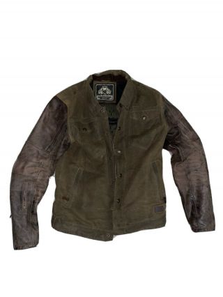 Roland Sands Design Leather And Canvas Jacket (jacket Made To Look Vintage)