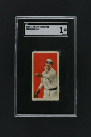 1909 - 11 Tolstoi Cigarettes T206 Dolly Gray Baseball Card Sgc 1 Pr