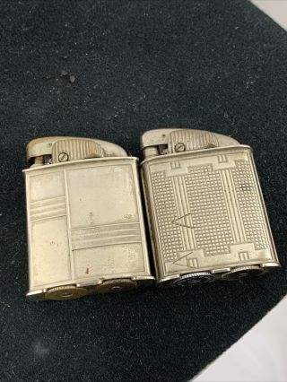 2 Vintage Evans Clipper Pocket Lighters - Unusual Mechanism - For Repair