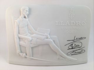 Lladro Collector Society Plaque Sign Don Quixote Porcelain Shell Back 6” X 4”