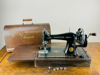 Singer 99k Sewing Machine Hand Crank Semi Industrial Heavy Duty & Case Vintage