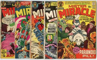 Mister Miracle 3,  5,  6,  7,  8 Avg.  Vf - 7.  5 Jack Kirby Art Dc 1971