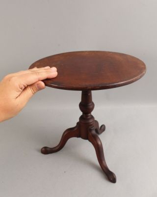 Fine 19thc Antique Miniature Queen - Anne Mahogany Snake Foot Tea - Table