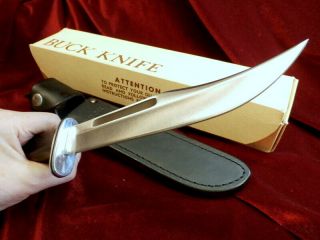 Rare 1 Yr.  1981 Famous Buck 120 Usa 12 " Vintage Bowie Hunting Knife 3 Pc Box Set