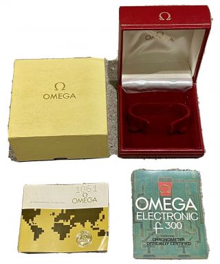 Omega Vintage Mens 1960s 70s Watch Box Large Inner Outer Box And Papers