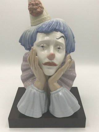 Lladro Porcelain Jester Clown With Base