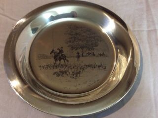 1974 Franklin Sterling Silver Plate James Wyeth " Riding To The Hunt "
