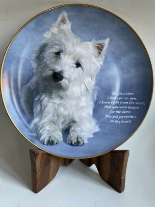Danbury Beloved Westies Limited Collector Dog Plate Pawprints On My Heart