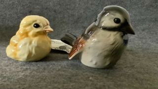 2 Goebel Birds Germany Porcelain Baby Chick Art Sculpture Figurines