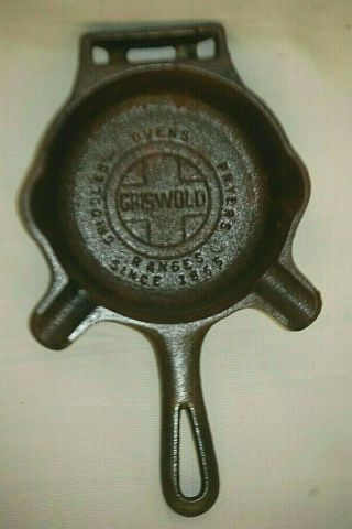 Griswold Cast Iron Skillet Ash Tray With Matchbook Holder Round 570a Erie,  Pa