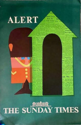 Vintage Patrick Tilley Sunday Times Poster Alert 1960 Mid Century