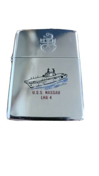 Navy U.  S.  S.  Nassau Lha 4 Amphibious Assault Ship 2 - Sided - 1982 Zippo Engraved
