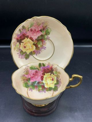 Vintage Paragon Cup & Saucer Set Pale Pink/peach Roses - Gold Trim