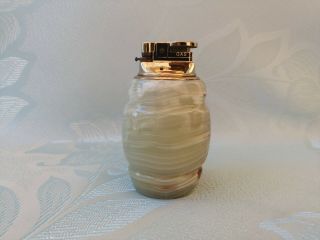 Collectible Vintage Onyx Gemstone Marble Gold Table Cigarette Lighter 1970s