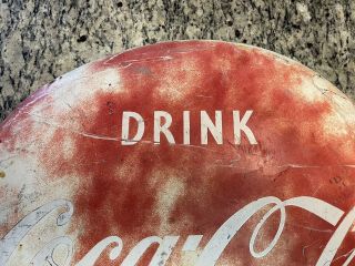 Vintage 24 Inch Coca - Cola Button Sign ‘Drink In Bottles’ 2