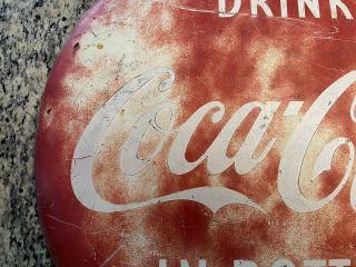 Vintage 24 Inch Coca - Cola Button Sign ‘Drink In Bottles’ 3