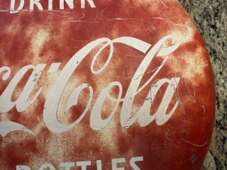 Vintage 24 Inch Coca - Cola Button Sign ‘Drink In Bottles’ 4