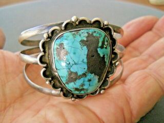 Vintage Native American Indian Navajo Turquoise Sterling Silver Cuff Bracelet 5