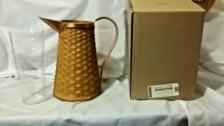 Longaberger Basket Woven Pitcher With Plastic Liner Box And Brochure Copper