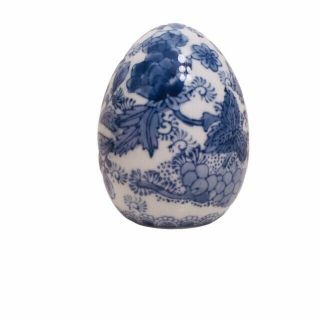 Ceramic Oriental Egg - Blue - White - Chinese Blue