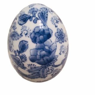 Ceramic Oriental Egg - Blue - White - Chinese Blue 3