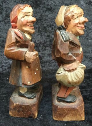 Vintage Anri Italy 5” Wood Carvings Old Man/Women (C210) 3