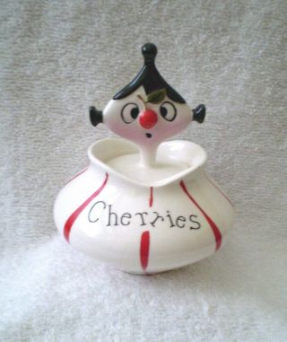 Holt Howard Cherries Condiment Jar With Spoon Lid Vintage