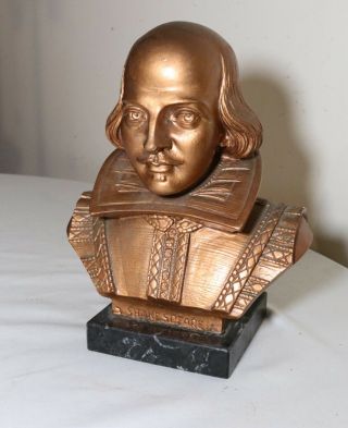 Vintage William Shakespeare Italian Eleganza Ltd.  Rose Gold Marble Bust Statue