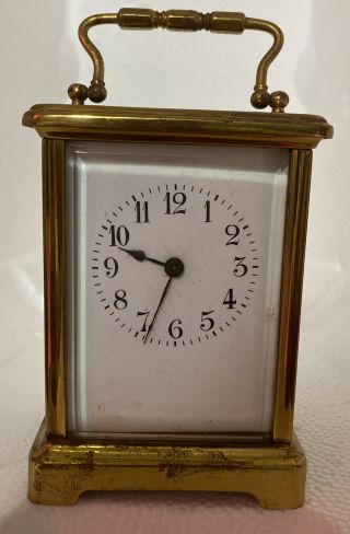 Antique French Sfra Brass Carriage Shelf Clock Vintage Glass S F R A S.  F.  R.  A.
