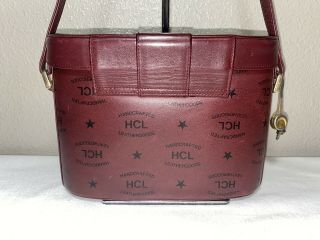 HCL W Germany Vtg Burgundy Leather Logo Hard case Pillbox Crossbody Bag Purse 3