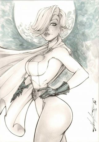 Power Girl By Narcelio Sousa - Comic Art Drawing Pinup Superman 8.  5x11