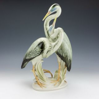 Vintage Karl Ens Porcelain - Hand Painted Large Double Heron Bird Figure
