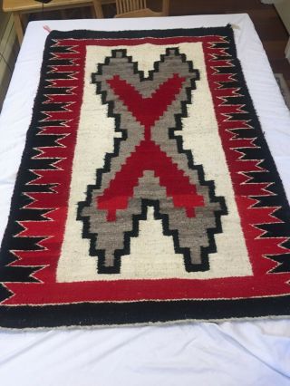 Authentic Traditional Vintage Navajo Rug C1950s,  Red,  Gray,  Black,  White 3 
